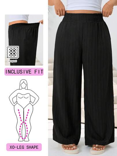 Solflare Nowe, luźne, czarne spodnie w dużych rozmiarach, idealne na wyjścia, codzienne wyjścia, imprezy, festiwale muzyczne, powrót do szkoły, ukończenie szkoły, dojazdy do pracy, wakacje, odzież uliczna, wypoczynek w domu, wizyty w sklepie, spacery po mieście, odzież na wiele okazji, regulowany pas, teksturowana tkanina tkana