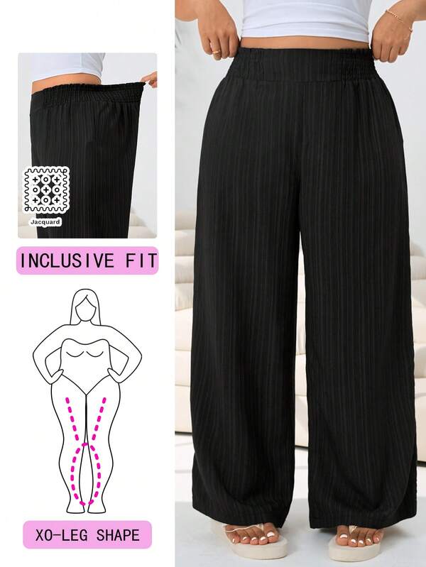 Solflare Pantalones sueltos y casuales de talla grande en negro, aptos para salidas, uso diario casual, fiestas, festivales de música, vuelta al colegio, graduación, ir al trabajo, vacaciones, ropa urbana, ocio en casa, visitas a tiendas, paseos por la ciudad, uso en múltiples ocasiones, con cintura ajustable, tela tejida con textura