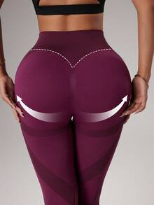 Dewbera Pantalones de yoga sin costuras acampanados, mallas deportivas, ajustados y con pierna acampanada, pantalones deportivos de moda - Burdeos - Ver 2