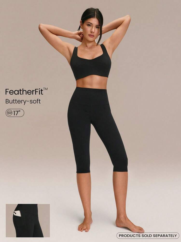 17" FeatherFit™ Peak Energy High-Waisted Side Pockets Sweat-Wicking Buttery-Soft Stretchy Leggings Low Impact Yoga Pilates Studio Gym Workout Daily Active Wear
