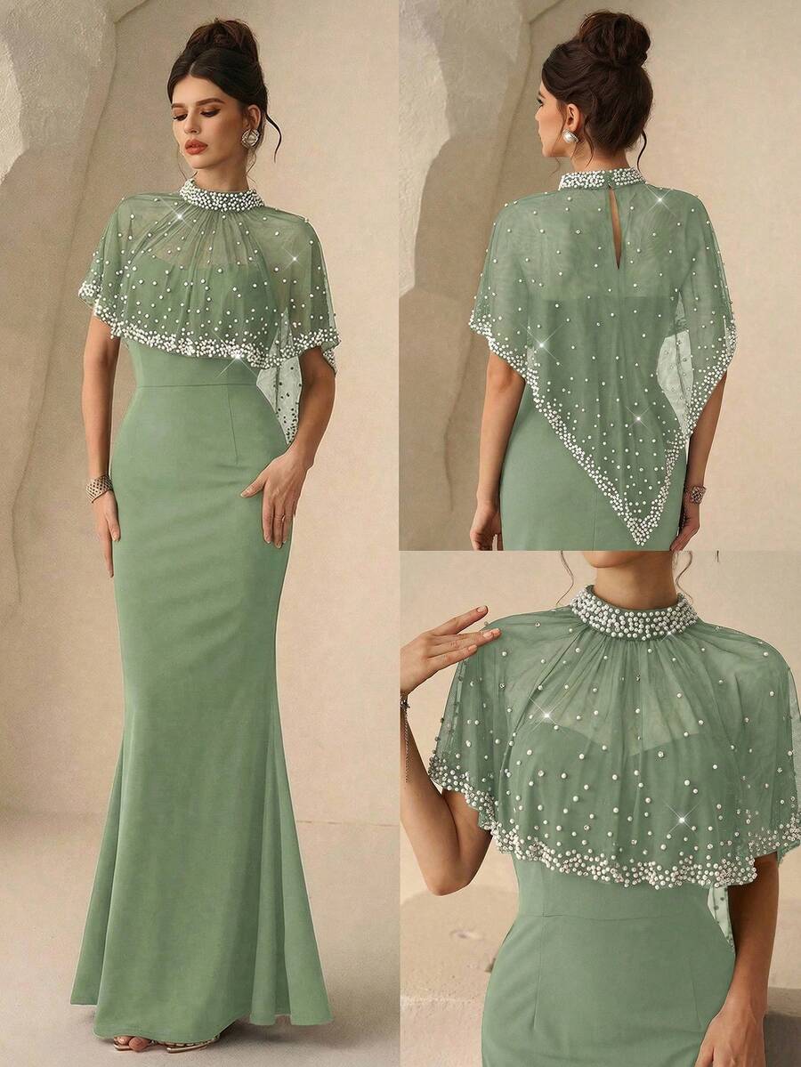 Coutiva High-End Evening Gown, Elegant Luxury Party Dress - Grass Green - View 1