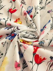SHEIN LUNE Plus Size Women Floral Print Casual Versatile Date & Outing A-Line Skirt - Multicolor - View 3