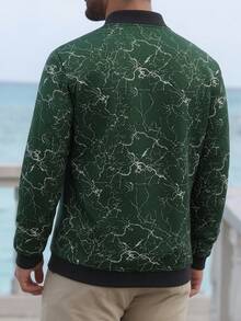 Manfinity Roughcore Men's Zip-Up Jacket & Coat, Fashion Printed Jacket Outerwear - Green - View 3