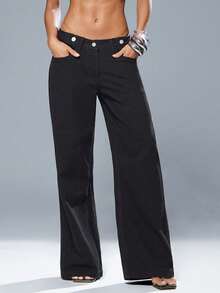 Denimoi Quần jeans ống đứng cạp xếp ly, phong cách đường phố thời trang, quần jeans ống đứng cá tính. - màu đen - Xem 3