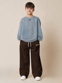 SUMWON 阔腿束口运动裤，带抽绳和印花图案，适合日常休闲穿着，舒适度假之选 - 棕色 - 查看 3