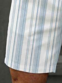 Manfinity Dauomo Pantalones cortos casuales con estampado de rayas clásico para hombres, adecuados para vacaciones de verano - Multicolor - Ver 3