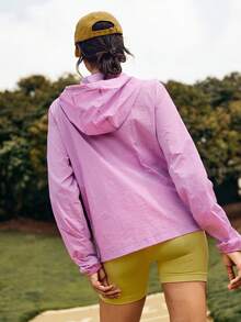 SHEIN Áo khoác nữ có mũ kéo khóa, kiểu dáng thường ngày, phong cách giản dị. - Màu tím - Xem 2