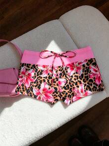 Elavelle Women's High Waist Bowknot Printed Bikini Bottom, Spring/Summer - Multicolor - View 3