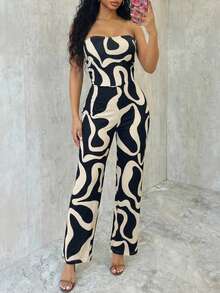 Eryvara 时尚性感无肩带无袖几何印花连体裤 - 彩色 - 查看 1