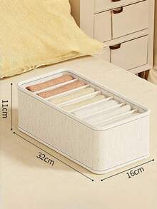 1 chiếc hộp đựng đồ tiết kiệm không gian 6 ngăn, 7 ngăn, 20 ngăn để đựng đồ lót, tất, áo ngực, thắt lưng, đồ dùng trong ngăn kéo tủ quần áo, phòng ngủ, nhà cửa, ký túc xá, đồ trang trí nhà cửa thiết yếu - Màu be - Xem 12