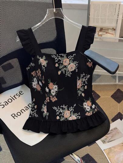 GlowEve CURVE Plus Size Women's Spring/Summer Textured Fabric Puff Print Patchwork Casual Camisole Top, Versatile For Commute And Daily Wear