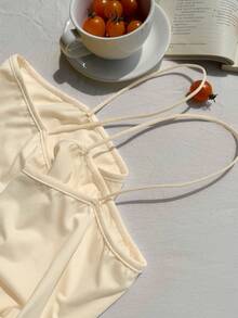 Comfortcana Plus Size Solid Color Minimalist Casual Camisole - Apricot - View 3