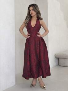 Jemour 女士万圣节长裙 - 紅色和黑色 - 查看 3