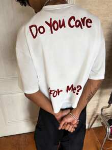 PAVTROS Áo thun nam tay ngắn cổ tròn thêu chữ, kiểu dáng thường ngày, đa năng. - trắng - Xem 10