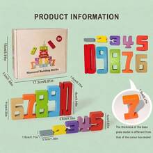 Balok Digital Edukatif Kayu, Puzzle Kreatif, Mainan Susun, Asah Otak yang Menyenangkan, Topik Pendidikan Dini, Gaya Montessori, Mainan Kayu (Cocok untuk Usia 3+) - MultiWarna - View 3