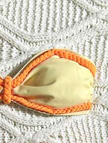 Bonvoyette 2pcs/Set Girls' Lotus Flower Print Padded Tankini Top And Braided Side Tie Triangle Bottoms Swimsuit - Multicolor - View 3