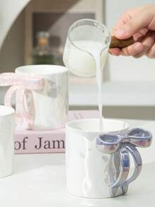 1PC Ceramic Cup With Bow Handle, Pink Bow Coffee Mug, Perfect For Friends' Gifts, Girlfriend Presents, Back-To-School Season, Christmas, Birthday, Valentine's Day, Water Cup, Or Couple's Cup - Multicolor - View 4