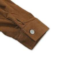 Manfinity Homme Camisa abotonada con bolsillo con solapa de pana para hombre, para otoño e invierno, de manga larga - Marrón - Ver 7