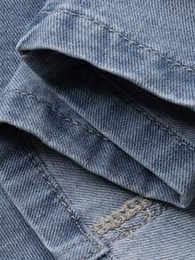 DAZY 西部牛仔风拼接A字型休闲度假牛仔长裙，夏季款 - 藍色 - 查看 7