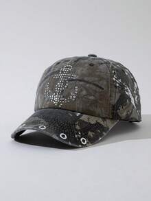 ROMWE Goth 1 女士迷彩贴纸钻孔透气棒球帽户外可调节帽 - 彩色 - 查看 3
