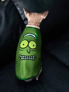 Rick and Morty X SHEIN 1 Stück Haustier Weste mit Cartoon Muster, Katzenkleidung, Hundekleidung, Größe XXS-XXXXL, Extra Small, Extra Large, Essiggurke. - Grün - Übersicht 5