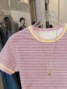 Resyla Women's Casual Striped Short Sleeve Round Neck T-Shirt, Summer - Multicolor - View 5