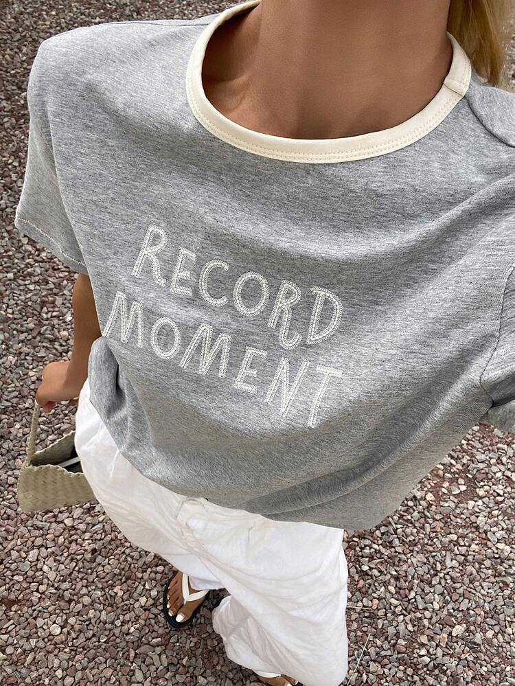 Women's Casual Letter Print Short Sleeve T-Shirt Summer
