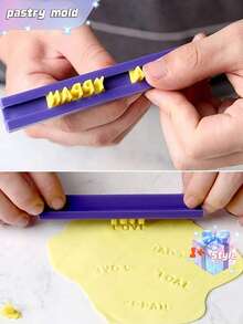 Nuevo molde de galletas en forma de letras y números, herramienta para prensar cerámica, sello para hornear, molde DIY para imprimir y grabar, cortador de galletas, utensilios para pasteles - Amarillo - Ver 4