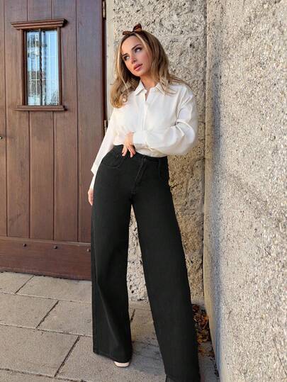 Jeta Ari 女式宽松直筒休闲牛仔裤，街头风格