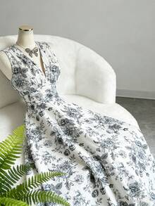 EMERY ROSE Women's Elegant Floral Print Sleeveless Dress, Summer - Multicolor - View 2