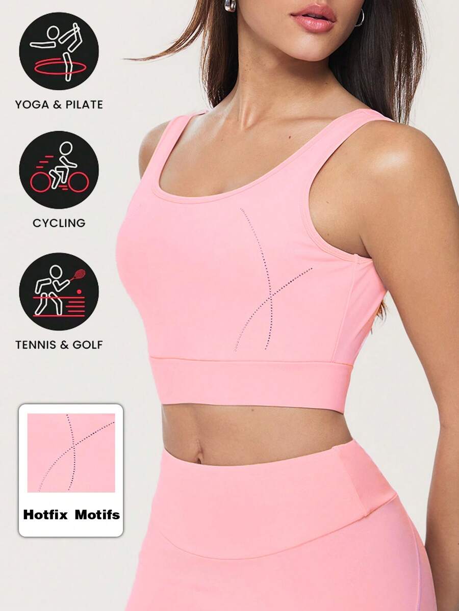 Eassivo Women's Drawstring Backless Sports Tank Top, Sleeveless Yoga Running Casual Slim Fit Vest - Pink - View 1