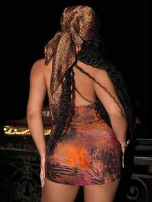 Zestiva Nuevo mono de vestir para traje de baño de mujer, tela de malla estampada sexy para playa y vacaciones, primavera/verano - Multicolor - Ver 2