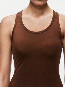 SHEIN Damen einfaches einfarbiges figurbetontes Camisole Nachthemd, Sommer - Kaffeebraun - Übersicht 6