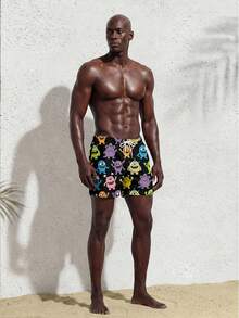 Manfinity Swimmode شورتات كاجوال للرجال مطبوعة برسوم كرتونية - الأسود - مشاهدة 6