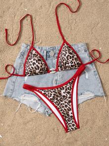 Swim Mod 豹纹性感比基尼套装，适合女士海滩度假和约会，春夏款 - 彩色 - 查看 5