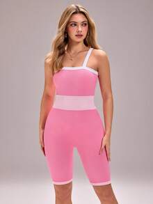 Sovereign Charm Bộ áo liền quần yoga không đường may kiểu Âu Mỹ dành cho nữ; Áo liền quần ôm sát, dệt kim gân giúp thon gọn vóc dáng khi tập thể dục. - Hồng - Xem 3