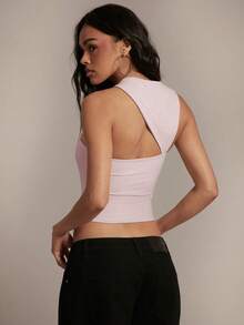 Hauture Blusa de unicolor y hueca, de uso versátil y casual para uso diario - Rosa - Ver 2