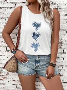 EMERY ROSE 大码夏季休闲爱心印花背心 - 彩色 - 查看 4