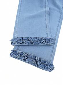 GlowEve Jeans de mezclilla minimalistas y casuales de unicolor para mujer - Azul - Ver 4