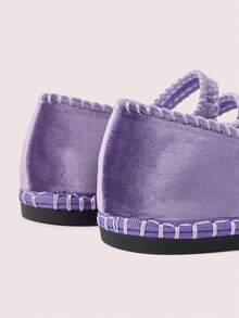 CUCCOO DOLLMOD 女士浅紫色双条纹丝绒玛丽珍平底鞋 - -36A淺紫色 - 查看 4