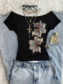 Rovax Regular Fit Scoop Neck Short Sleeve Top - Black - View 3