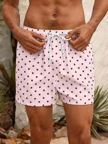 Manfinity VDAYZ 男士抽绳松紧腰波点宽松休闲沙滩短裤，夏季 - 彩色 - 查看 3