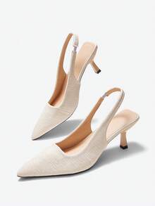 女士春季高跟鞋、时尚百搭工作鞋、法式夏季凉鞋 - 白色 - 查看 6