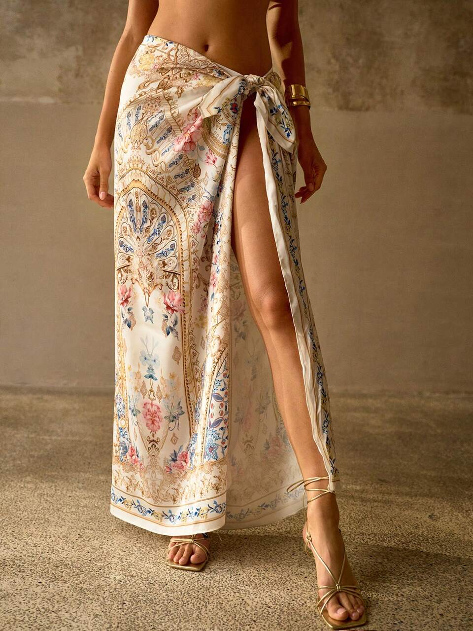 PRECISE & ELEGANT ALL-OVER PRINT VACATION MULTIFUNCTIONAL COVER-UP SKIRT
