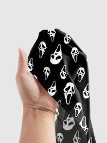 ROMWE Goth 哥特式神秘小幽灵印花性感吊带弹力加大码连衣裙 - 黑色 - 查看 5