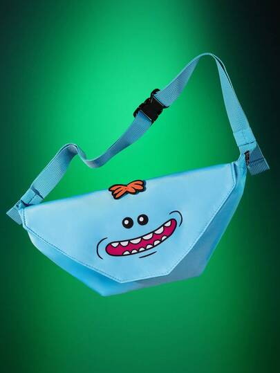 Rick and Morty X SHEIN 1 Cartoon Pattern Printed Decorative Fanny Pack, Oblique Shoulder Bag, Small Bag, Suitable For Travel, Commuting, Outings, Etc., Suitable For Students, Women And Men, Mr. Mission Must Reach