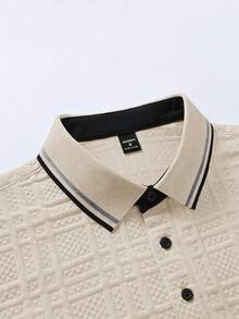 EGENSIO Men's Regular Fit Short Sleeve Half-Placket Casual Summer Polo Shirt Polo Blouse For Men - Apricot - View 5