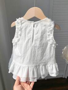 女婴休闲白色波点宽松背心 - 白色 - 查看 2