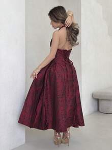 Jemour 女士万圣节长裙 - 紅色和黑色 - 查看 2