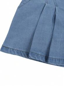 GlowEve 女士时尚褶皱口袋牛仔短裤 - 藍色 - 查看 3